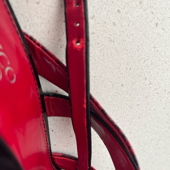 Franco Sarto Red Snakeskin Strappy Sandals With Wood Heel. Size 9 - Picture 9 of 10